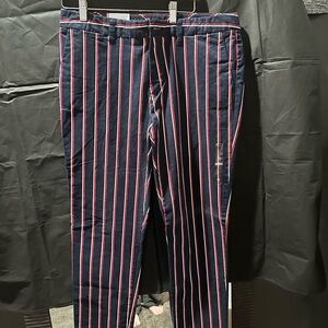 Tommy Hilfiger Navy and Red Striped Cropped Pants